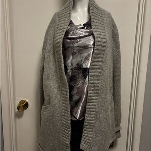 Eileen Fisher Gray Sweater Cardigan 88 wool,12 cashmere
